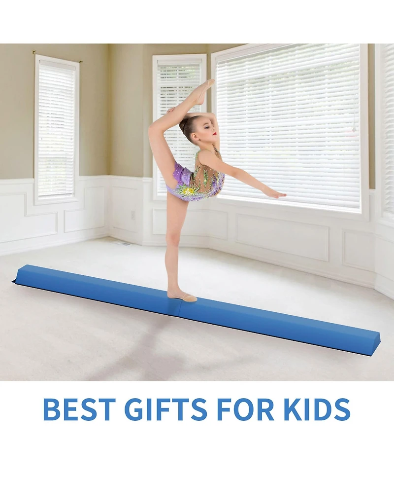 BalanceFrom Fitness All Purpose Mat with 8 Ft Balance Beam Gymnastic Set, Blue