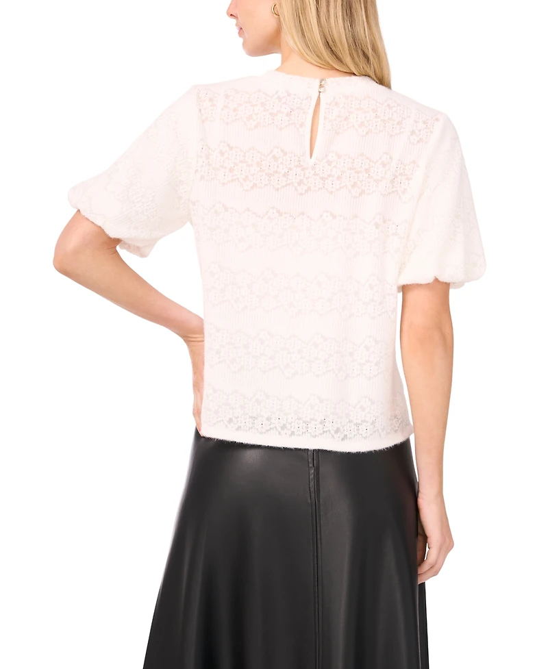 Vince Camuto Women's Puff Sleeve Crewneck Top