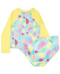 Tommy Bahama Girls Long Sleeve Rash Guard and Bikini Bottoms 2-Piece Swimsuit Outfit Set