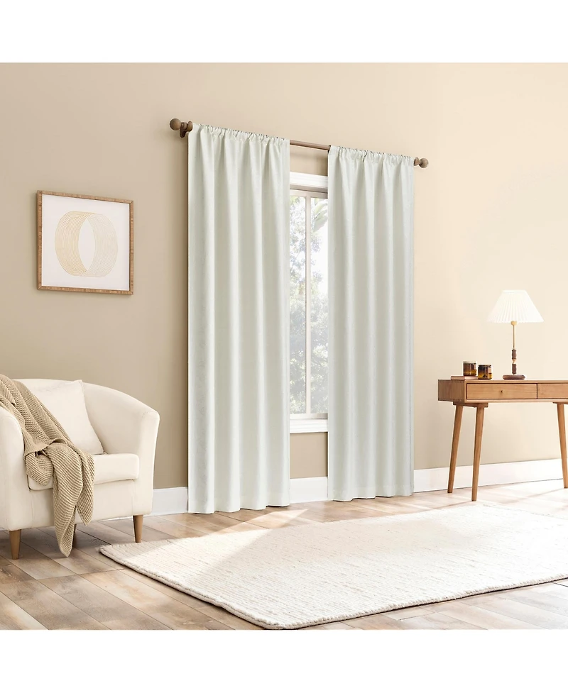 Sun Zero Belmont Floral Jacquard 100% Blackout Rod Pocket Curtain Panel