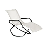 Chic Crate - Rocking Chaise Lounge Chair - 400lb Sunbathing Lounger w/ UV50+ Fabric & Locking Rockers - Compact Fold for Pool/Beach, White