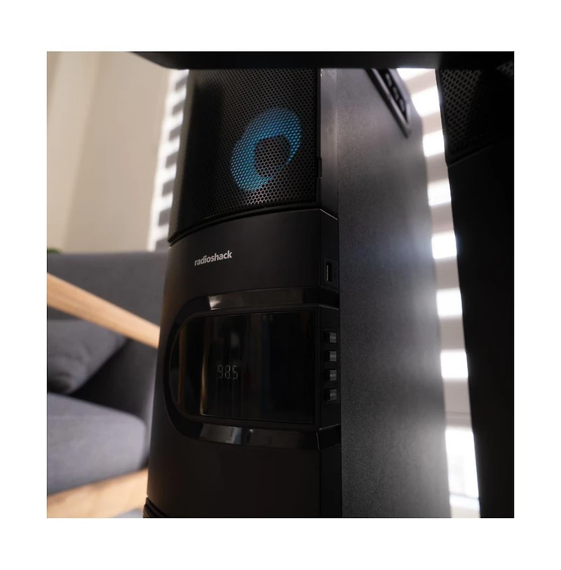 RadioShack 240W Tower Speaker Bluetooth Compatible Remote Control with Fm Radio and Karaoke Function 4001975
