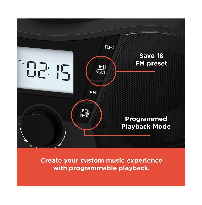 RadioShack Portable Cd Player Boombox, Bluetooth, Fm Radio, Usb & Aux, Remote Control 1402010