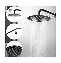 Rainsken 10" Matte Black Roud Rain Shower head and Handheld Shower Head Set