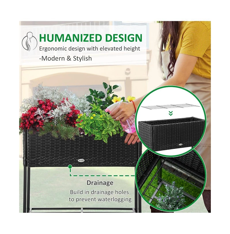 Chic Crate Chic Crate Outsunny Elevated Planter Box with Rattan Look