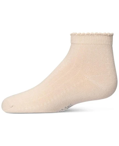 Memoi Little Girls Ditsy Floral Scalloped Cuff Anklet Sock