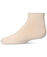 Memoi Little Girls Ditsy Floral Scalloped Cuff Anklet Sock