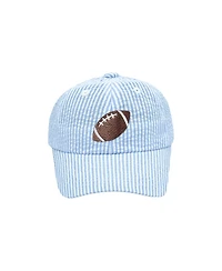 Bits & Bows Toddler Football Seersucker Baseball Hat Blue