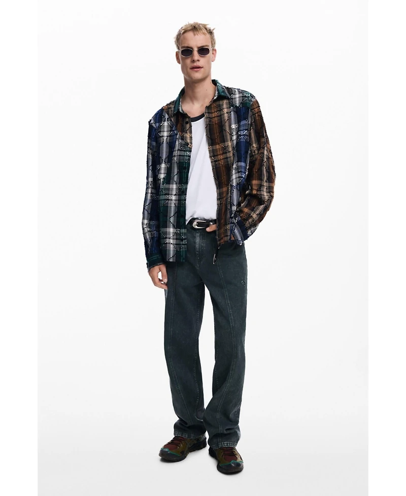 Desigual Men's Embroidered checks shirt
