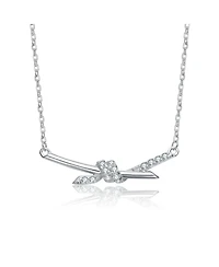 Rachel Glauber White Gold Plated with Clear Cubic Zirconia Bypass Necklace