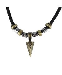Trafalgar Cheyenne Tribal Triangle and Beaded Faux Leather Adjustable Necklace