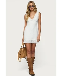 Edikted Womens Shayla Ruffle Textured Mini Dress