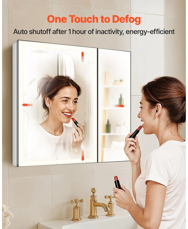 Slickblue Lighted Medicine Cabinet with Hd Tempered Glass Mirror Recessed Wall