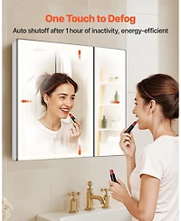 Slickblue Lighted Medicine Cabinet with Hd Tempered Glass Mirror Recessed Wall