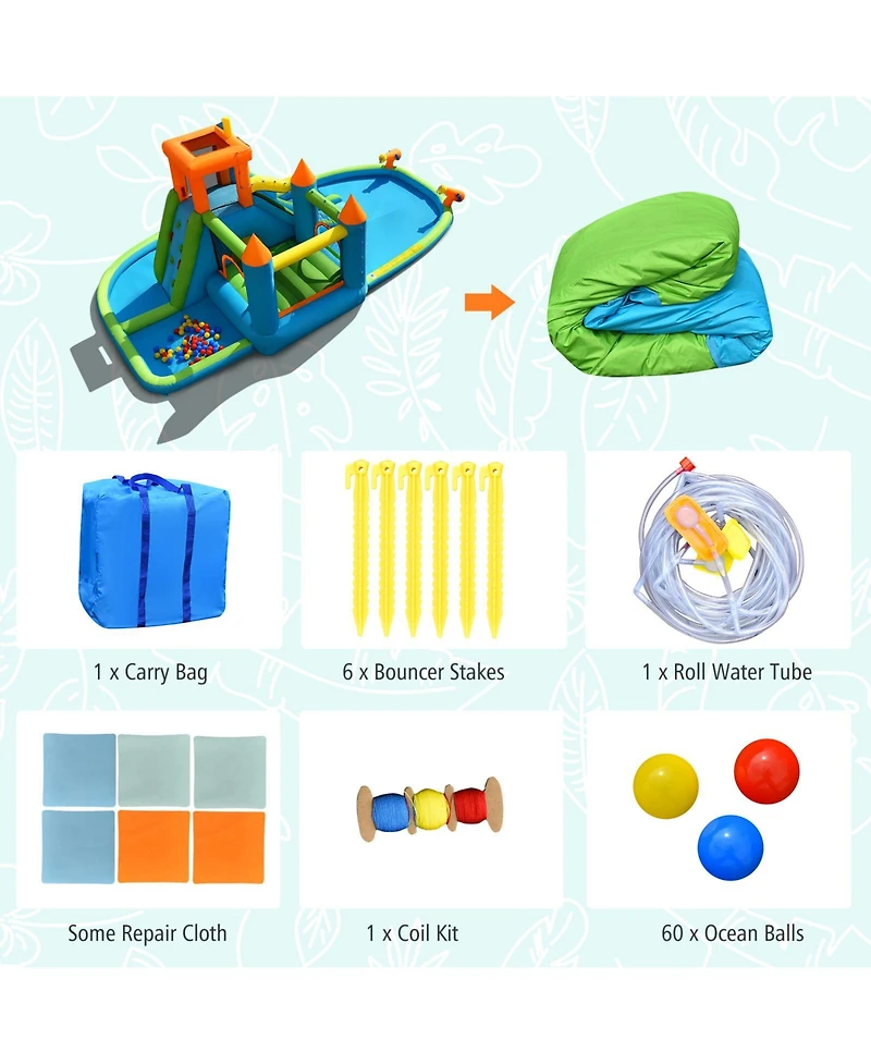 Inflatable Water Slide with Bounce House & Splash Pool for Kids