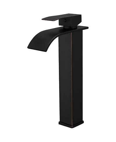 Waterfall Single Hole Single Handle Bathroom Vessel Sink Faucet With Pop-up Drain Assembly in Oil Rubbed Bronze