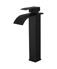 Waterfall Single Hole Single Handle Bathroom Vessel Sink Faucet With Pop-up Drain Assembly in Oil Rubbed Bronze