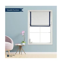 Shadisfy Cordless Pull Down 100% Blackout Roman Shade with Ribbon Border 33"x64"