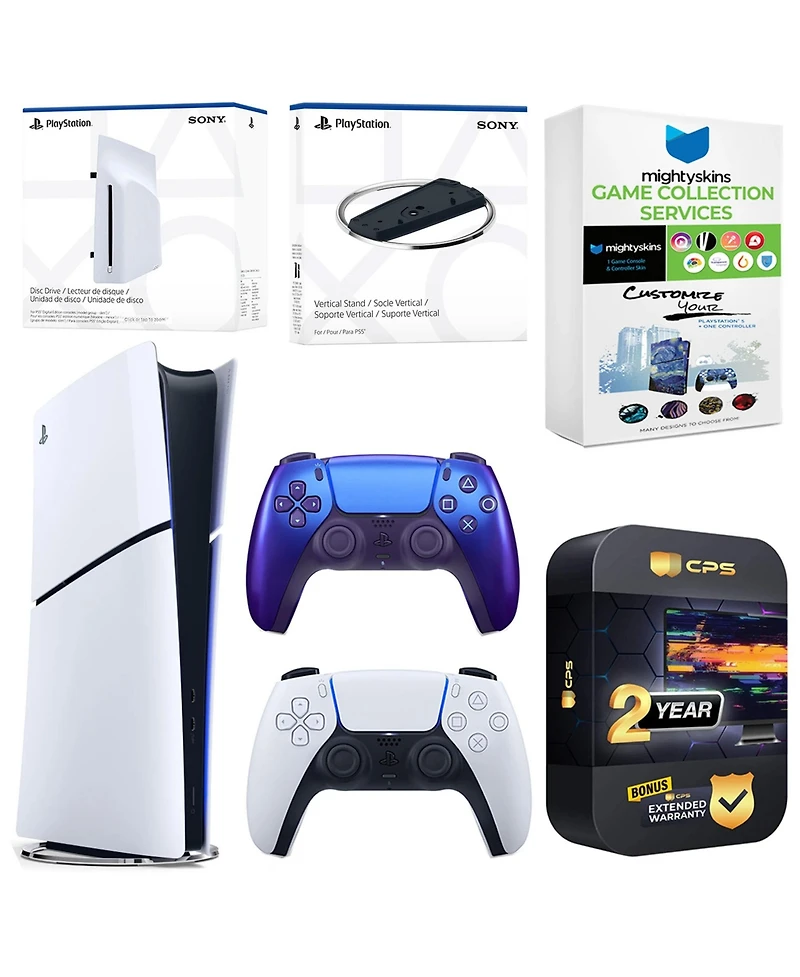 Sony PlayStation 5 Slim Digital Bundle with Disc Drive, Extra Controller, Vertical Stand