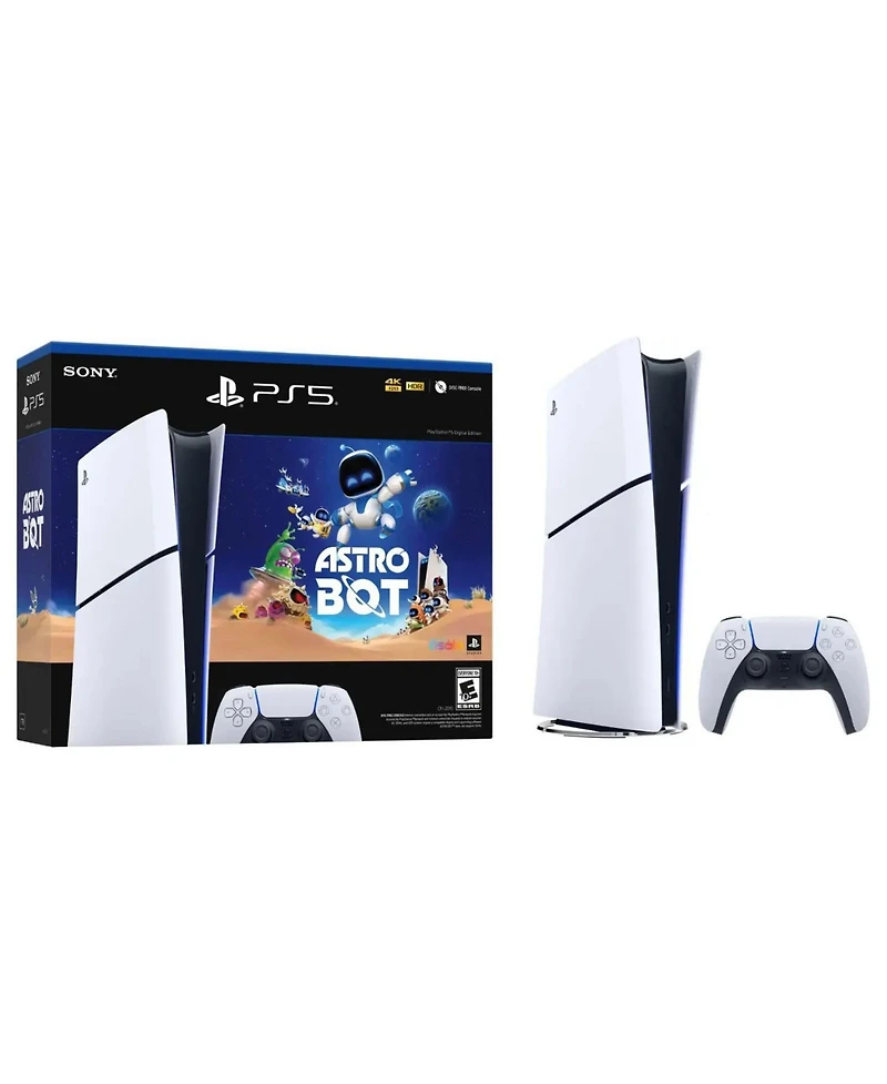 Sony PlayStation 5 Astro Bot Slim Digital Bundle with Disc Drive, Pulse Elite Headset, Extra Controller, Vertical Stand, MightySkins Voucher and 1 Yea