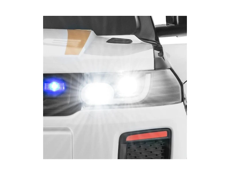 12V Kids Ride-On Police Car with Remote & Siren Lights – White