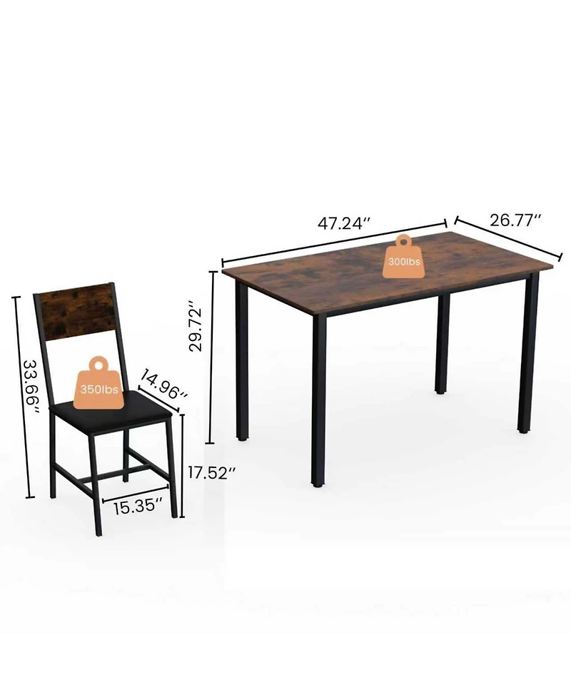 Casainc 5 Piece Metal and Wood Dining Table Set with 4 Chairs for Kitchen or Dining Room