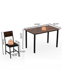 Casainc 5 Piece Metal and Wood Dining Table Set with 4 Chairs for Kitchen or Dining Room