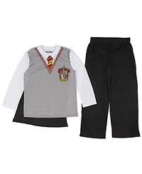 Harry Potter Intimo Boys' Gryffindor Uniform With Cape 3-Piece Kids Pajama Set Sleepwear