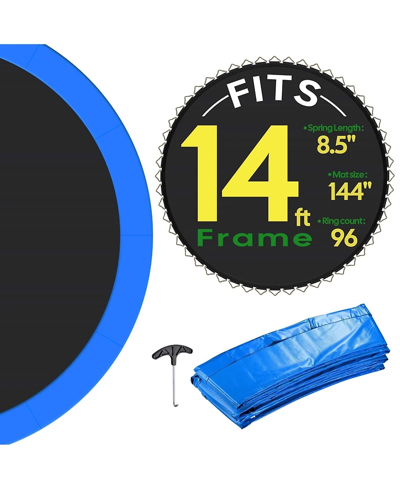 Yescom Trampoline Mat & Pad Replacement Kit w/ 96V-Ring for 14ft Round Trampoline Frame