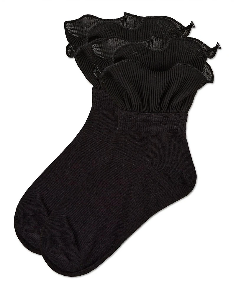 Memoi Girls' Dual Layer Ruffle Anklet Socks