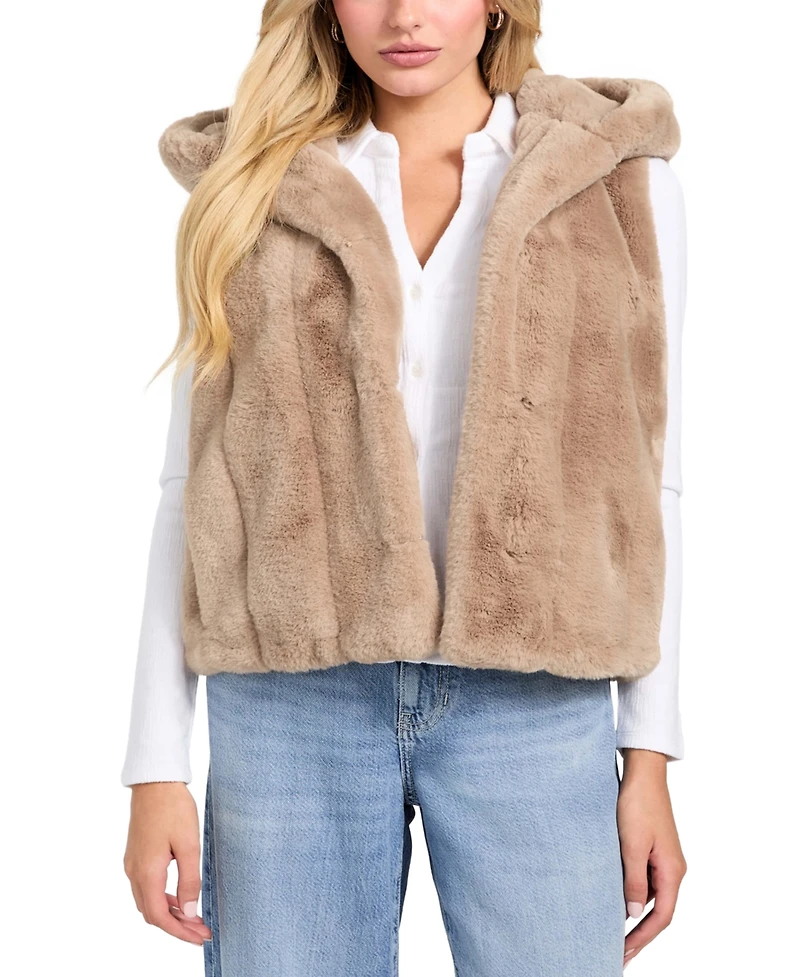 Guess Women's Sophy Faux-Fur Hooded Vest
