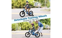 Akiudex 16 Inch Kids Bike with Training Wheels, Adjustable Seat, Dual Disc Brakes and Bell