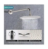 Rainsken Wall Mounted Round Shower Combo Set with 10" Rain Shower Head and Handheld Shower Head Set with Pressure Balancing Valve, Silver
