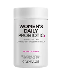 Codeage Women's Daily Probiotic Supplement – 50 Billion Cfu Supplement, Cranberry Fruit Powder, Prebiotic Chicory Root Inulin – Women's Wellness Suppo
