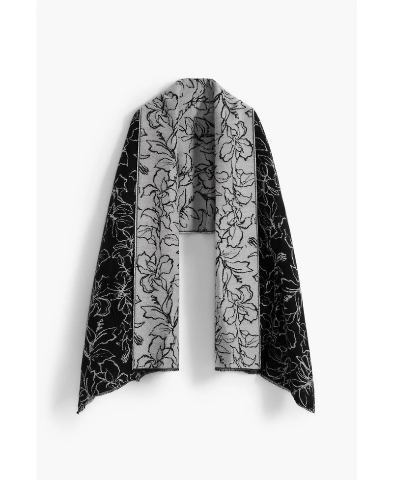 Desigual Women's Reversible floral cape scarf