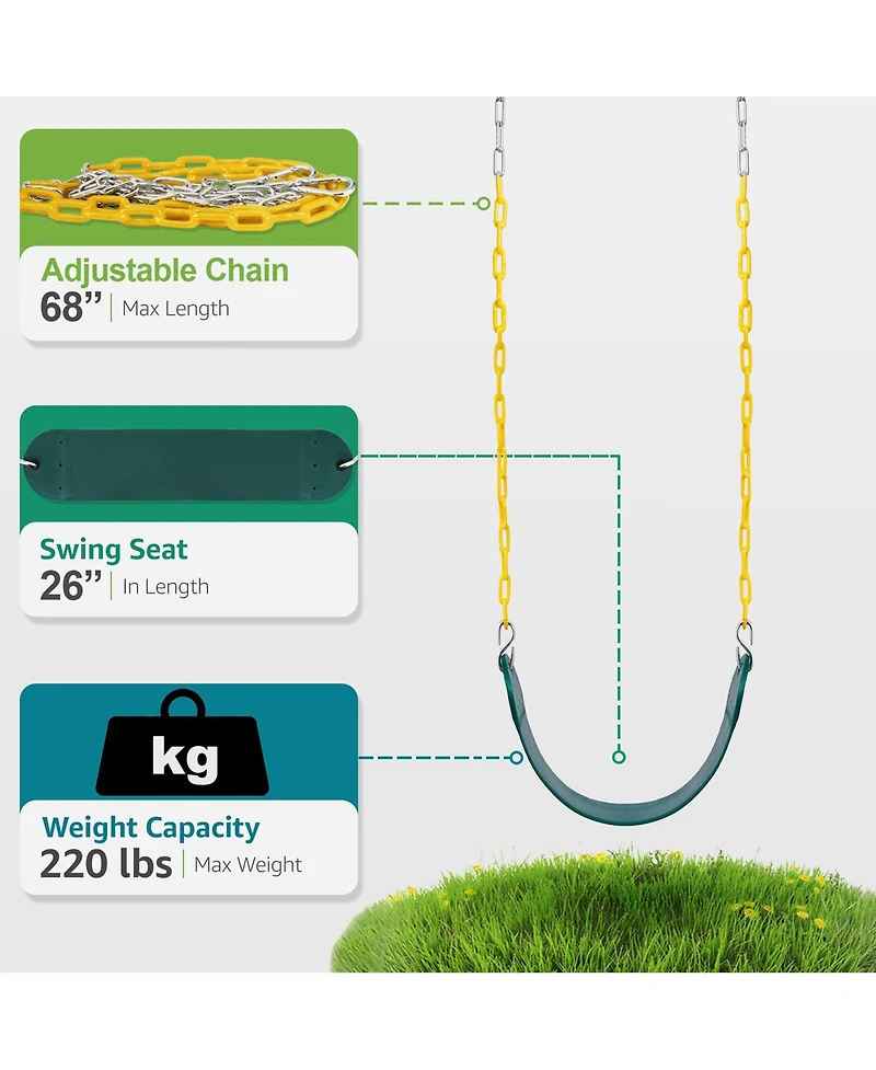 Sorbus Pack 68" Chain Heavy Duty Swing Seat with Snap Hooks