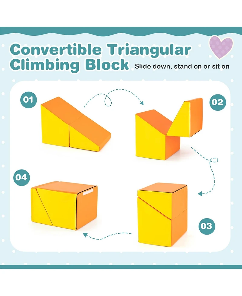 6 Pieces Foam Climbing Blocks Soft Play Climbing for Toddlers with Tunnel