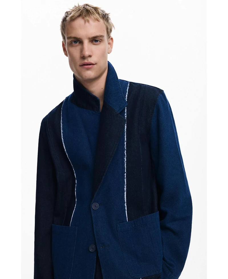 Desigual Men's Blazer with combined seams
