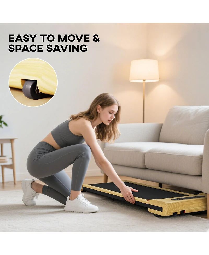 Soozier Walking Pad Under Desk Treadmill with Remote Control, Wheels