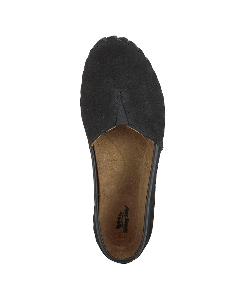 Azura Spring Step Kathaleta Suede Slip-On Comfort Flats with V-Elastic Notch, Arch Support & Removable Insole