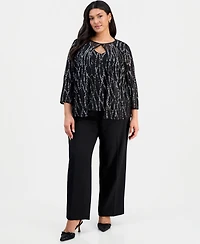 Alex Evenings Plus Sequin Jacket And Tank Set