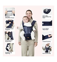 BabbleRoo Kids Carrier 6-in-1 Carrier with Hip Seat, Comfy & Adjustable, Navy Hearts