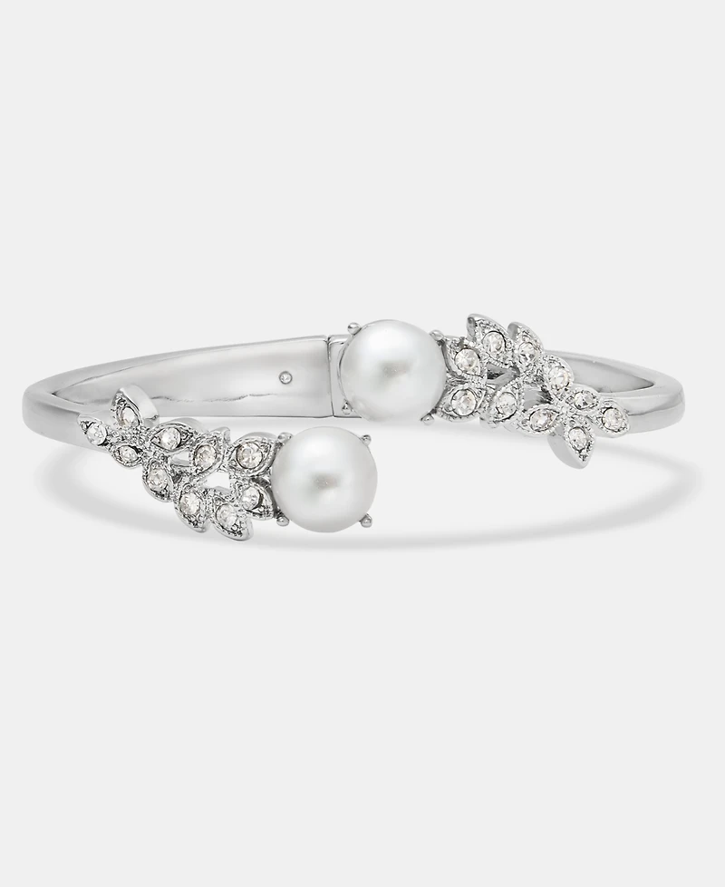 Charter Club Crystal & Imitation Pearl Bypass Bangle Bracelet, Macy's Exclusive