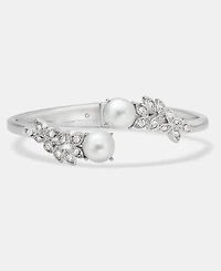 Charter Club Crystal & Imitation Pearl Bypass Bangle Bracelet, Macy's Exclusive