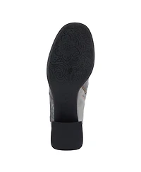 L'Artiste Women's Copine Multicolor Embossed Leather & Suede Booties with Velvet Lining and Chunky Heel