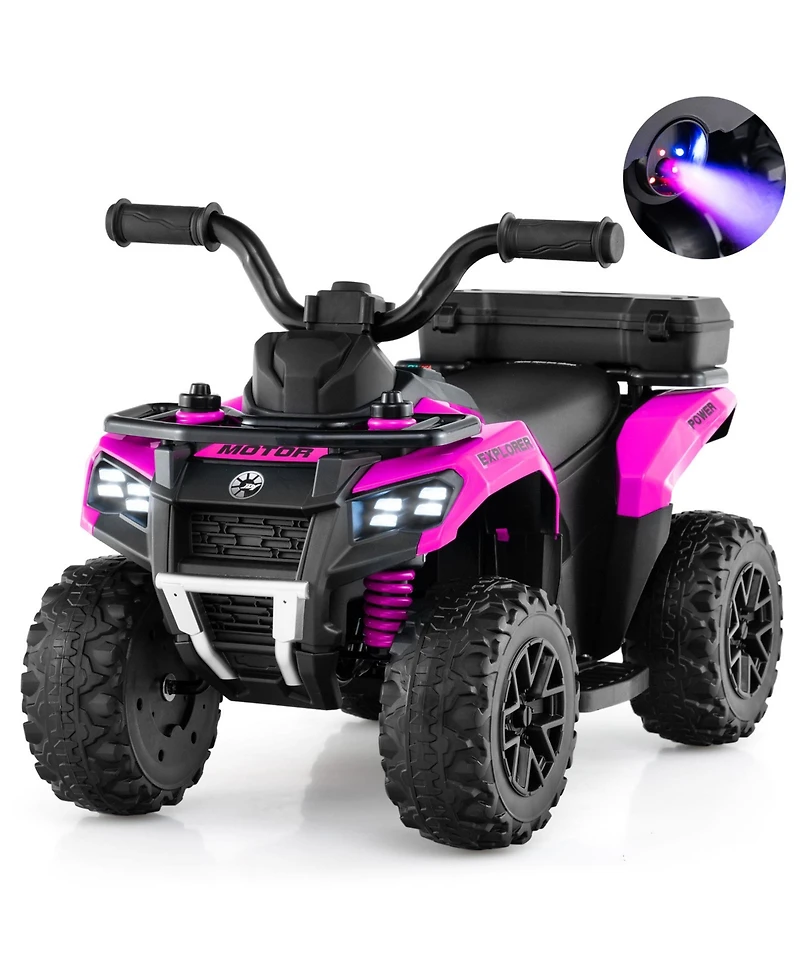 Gymax 6V Kids Ride On Atv w/ Music & Spray Function Usb Port Storage Box Toy Car