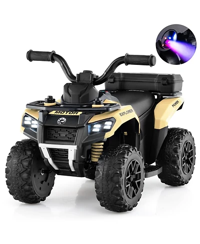 Gymax 6V Kids Ride On Atv w/ Music & Spray Function Usb Port Storage Box Toy Car