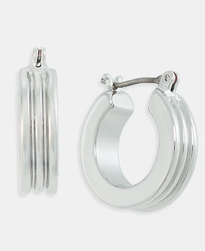 On 34th Small Silver Tone Textured Hoop Earrings, Macy's Exclusive