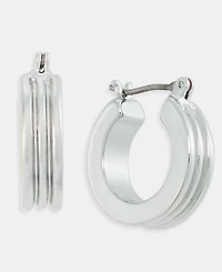 On 34th Small Silver Tone Textured Hoop Earrings, Macy's Exclusive