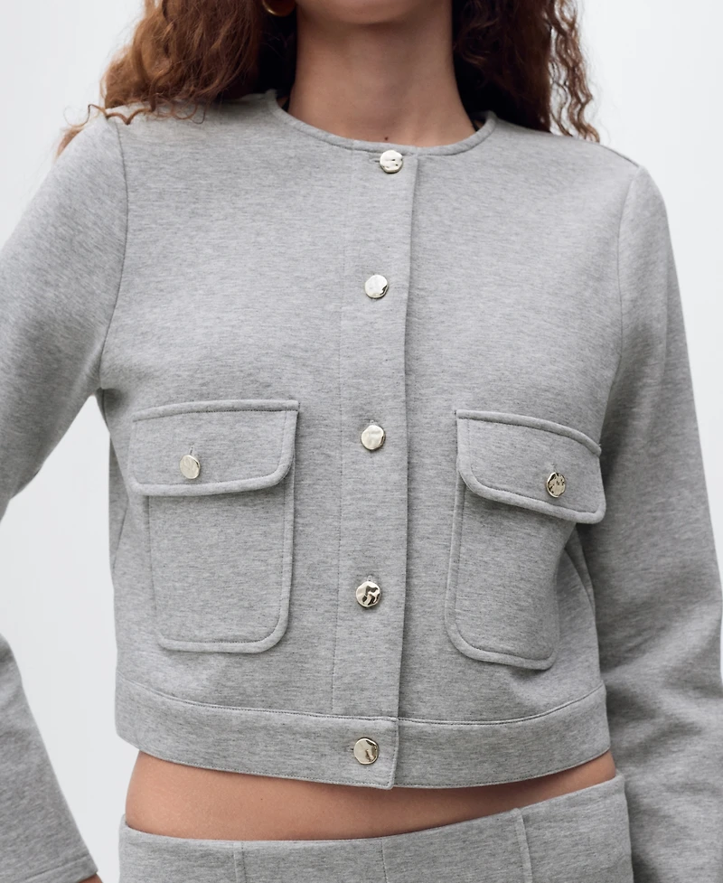Mango Women's Pockets Cotton Cropped Jacket